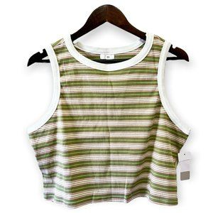 BP. Women's Size 2X Sleeveless Round Neck Striped Ribbed Top T-Shirt Multicolor